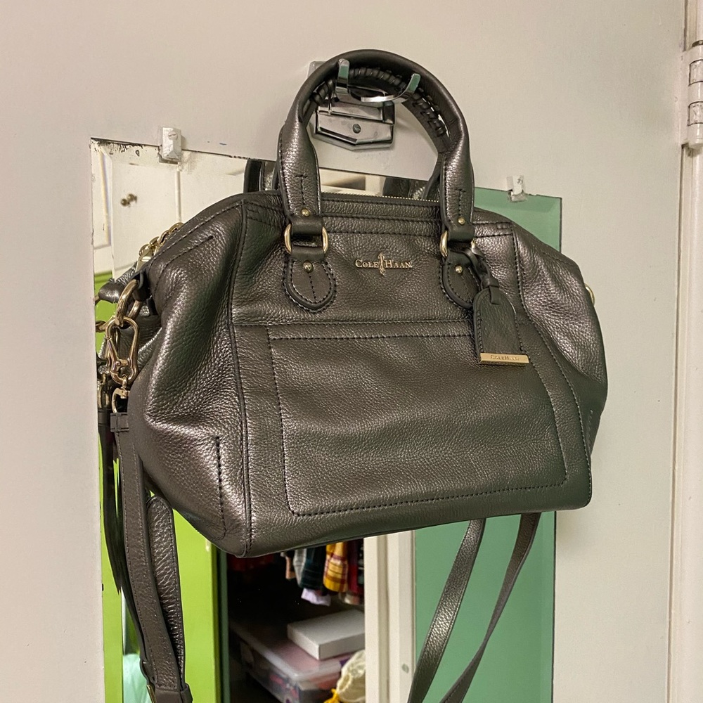 Cole Haan silver leather handbag